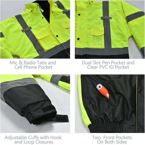 sesafety Work Winter Warm Snow Jacket Loose Fit with Hood for Men Winter - Image 3