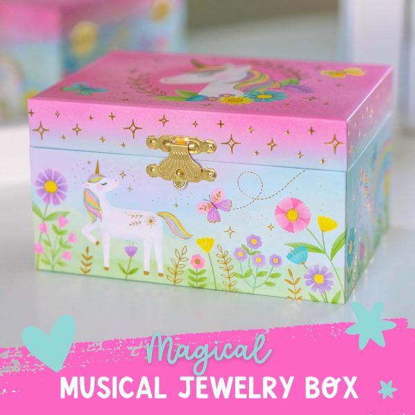 Floral Unicorn Jewelry Box - Unicorn Toys for Girls Age 4-6 - Kids Jewelry - Image 2