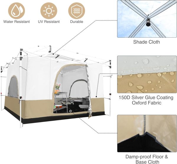 REDCAMP 10' x 10' Square Camping Tent Converts Pop Up Canopy, Outdoor Tent - Image 6