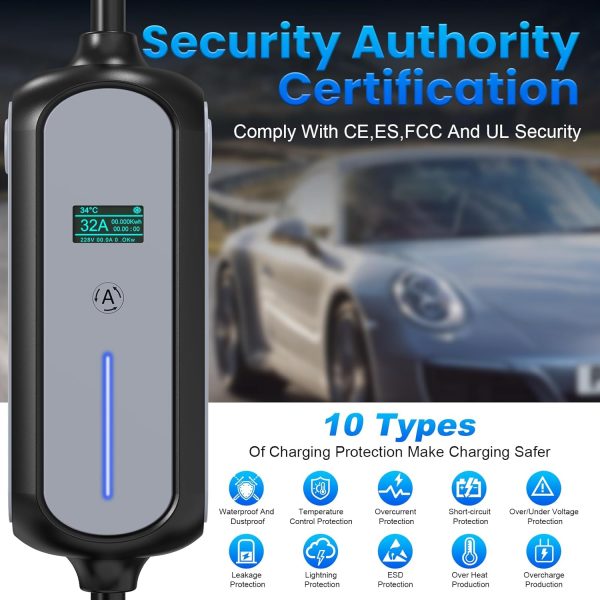 Portable Electric Car Charger with Adjustable Current(10-32A),240V EV - Image 5
