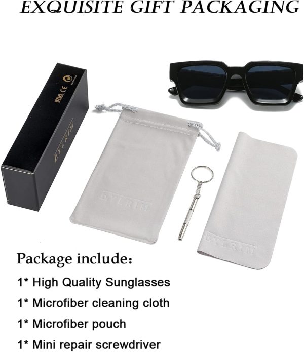 EYLRIM Thick Square Frame Sunglasses for Women Men Fashion Chunky Rectangle - Image 7