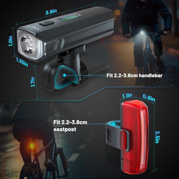 Bike Lights Front and Back, 1200 Lumen Bicycle Light for Night Riding, - Image 8