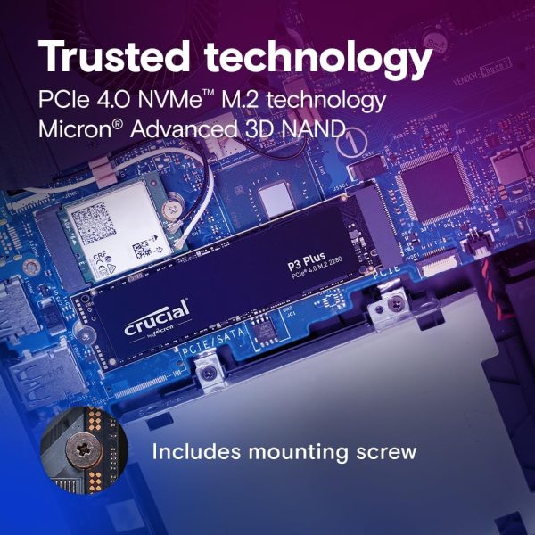 Crucial P3 Plus 1TB PCIe Gen4 3D NAND NVMe M.2 SSD, up to 5000MB/s - - Image 4
