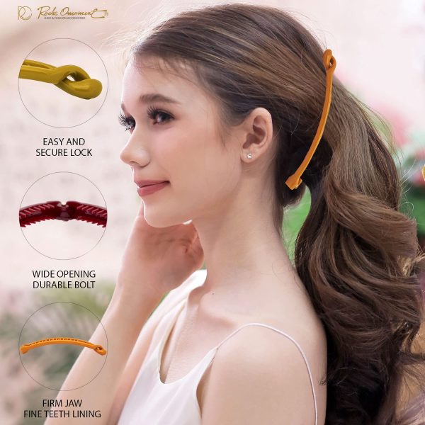 RC ROCHE ORNAMENT 12 Pcs Womens French Clutcher Thin Curve Banana Hair Clip - Image 2