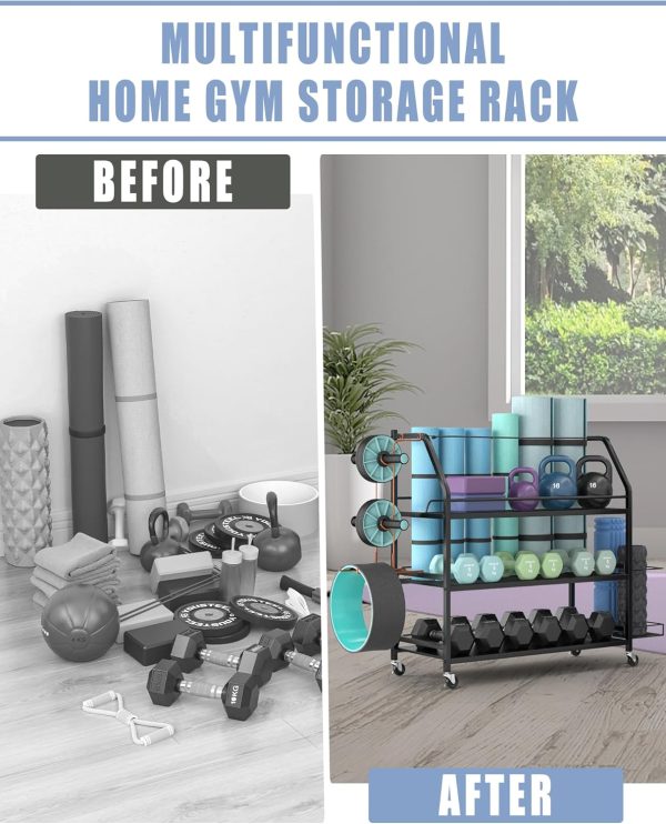 Yoga Mat Storage Rack, Home Gym Workout Accessories Organizer, Sporting - Image 4