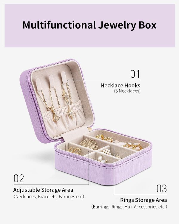 Vlando Small Travel Jewelry Box Organizer - Girls Women Gift Rings Earrings - Image 7