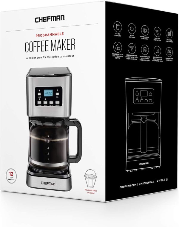 Chefman 12-Cup Programmable Coffee Maker, Electric Brewer, Auto Shut Off, - Image 7