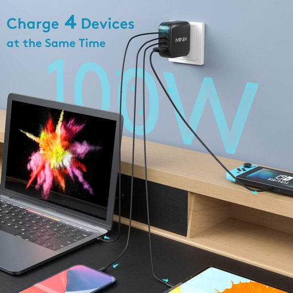 MINIX NEO P3 100W Turbo 4-Ports GaN Wall Charger, 3 x USB-C Port Fast - Image 4