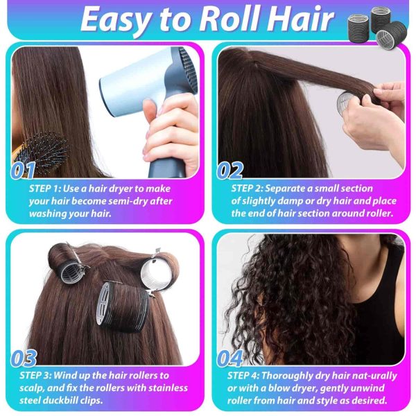 Hair Curlers Set with 24 Rollers (6 Jumbo, 6 Large, 6 Medium, 6 Small) and - Image 6