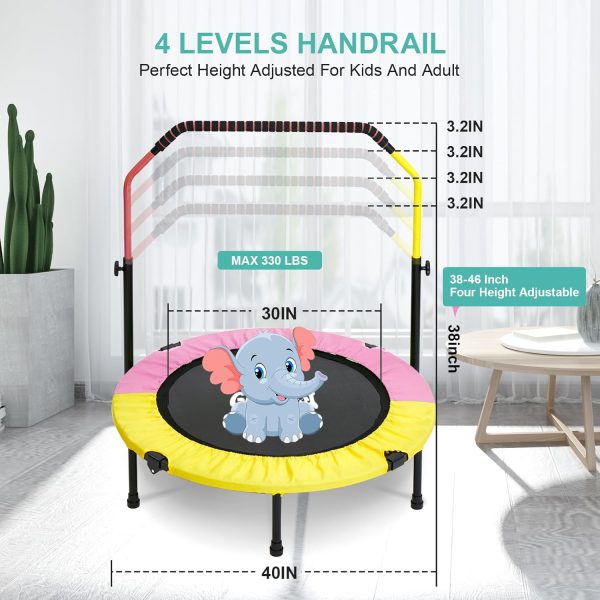 40 Inch Kids Large Folding Trampoline, Toddler Trampoline with Comfortable - Image 3