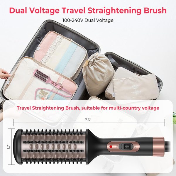 Hair Straightener Brush, Mini Brush Straightener for Women, 360°F Constant - Image 6
