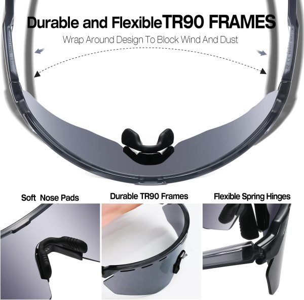 Sunglasses Men and Women, Cyclilng Sunglasses UV400 Protection, Sport - Image 2