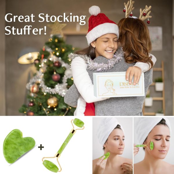 Jade Roller & Gua Sha Facial Tools, Natural Anti-Aging Jade Beauty - Image 7