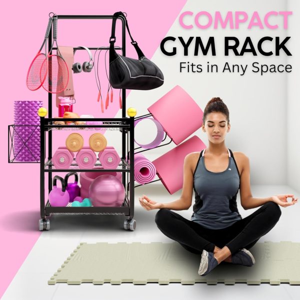 Weight Rack for Home Gym with 6 Exercise Mats - Durable Metal Dumbell Rack, - Image 2