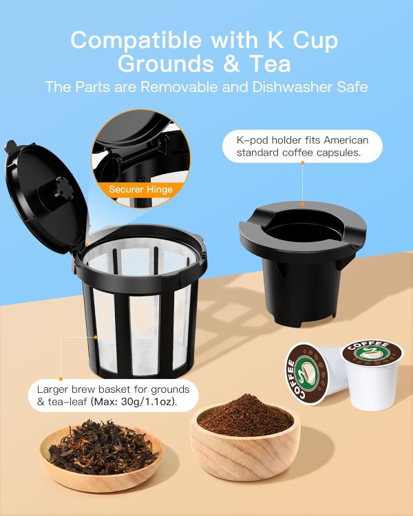 Iced and Hot Coffee Maker, Single Cup Coffee Pod Machine for K Cup & Ground - Image 4