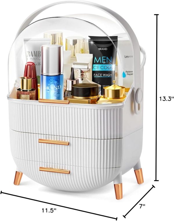 Egg Shape makeup organizer for vanity,portable cosmetics storage box,preppy - Image 9