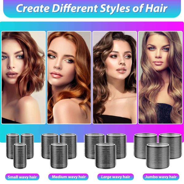 Hair Curlers Set with 24 Rollers (6 Jumbo, 6 Large, 6 Medium, 6 Small) and - Image 3