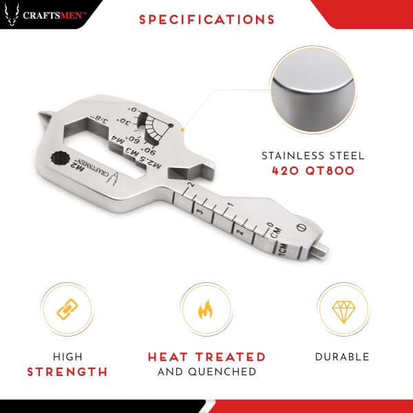 CRAFTSMEN MULTI TOOL KEY 20 IN 1 | Key Chain Utility Gadget | Key Multitool - Image 5