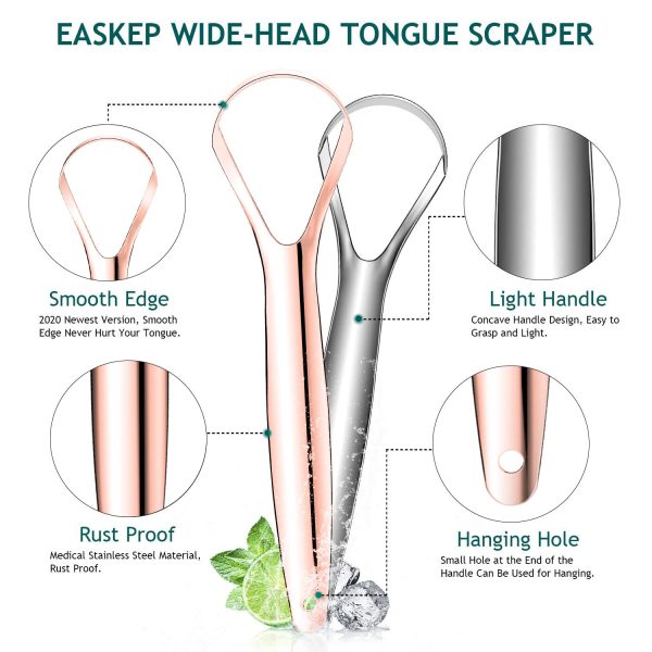 Tongue Scraper (2 Pack), Wide-Head Tongue Cleaner with Nice Carrying Box, - Image 7