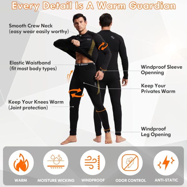 romision Thermal Underwear for Men Long Johns Fleece Lined Hunting Gear - Image 4