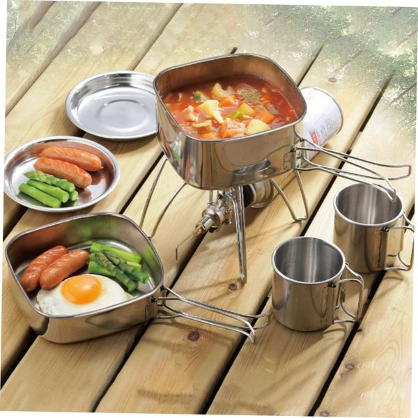 POPETPOP Travel Picnic Cookware Stainless Camping Cookware Non Kitchen - Image 6