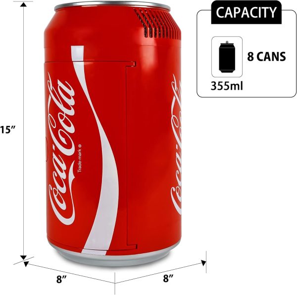 Coca-Cola Mini Fridge for Bedroom Skincare Office Small Refrigerator 8 Can - Image 6