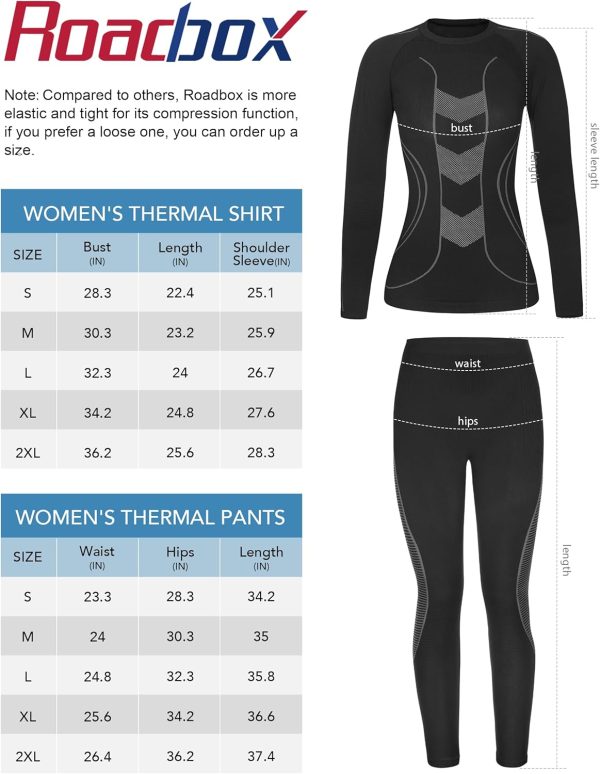 Roadbox Thermal Underwear for Women - Long Johns Fleece Lined Top & Bottom - Image 6