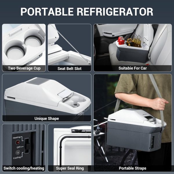 Car Refrigerator, 12V 8 Quart Portable Compact Cooler,9 Liter Capacity, - Image 6