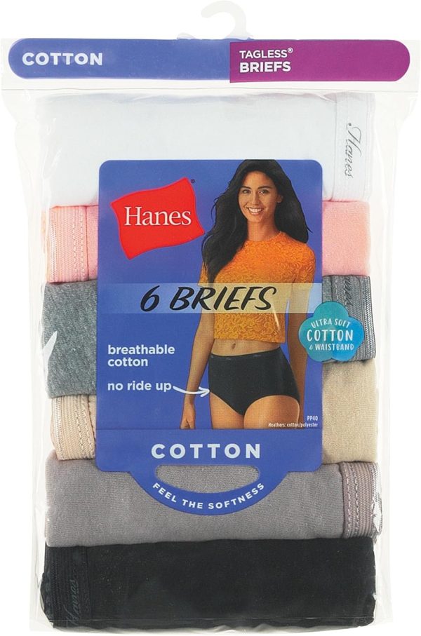 Hanes Women's High-Waisted Brief Panties, 6-Pack, Moisture-Wicking Cotton - Image 6
