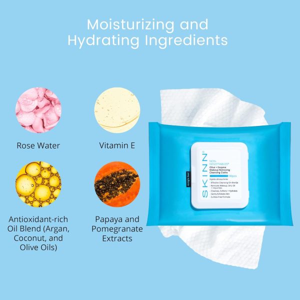 SKINN Facial Cleansing Makeup Remover Wipes - Hydrating Makeup Removing - Image 3