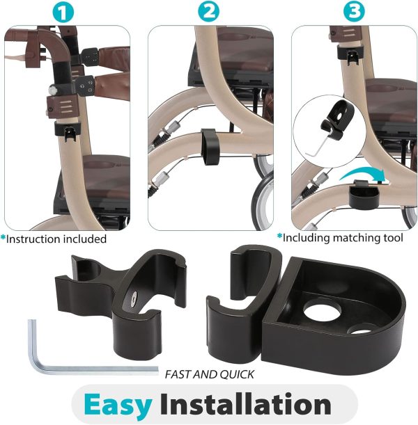 Cane Holder for Nitro Rollators with Flat Frame, Drive Walker Cane Holder, - Image 3