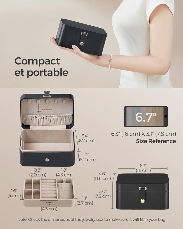 SONGMICS Jewelry Box, Travel Jewelry Case, 2-Layer Jewelry Holder - Image 3