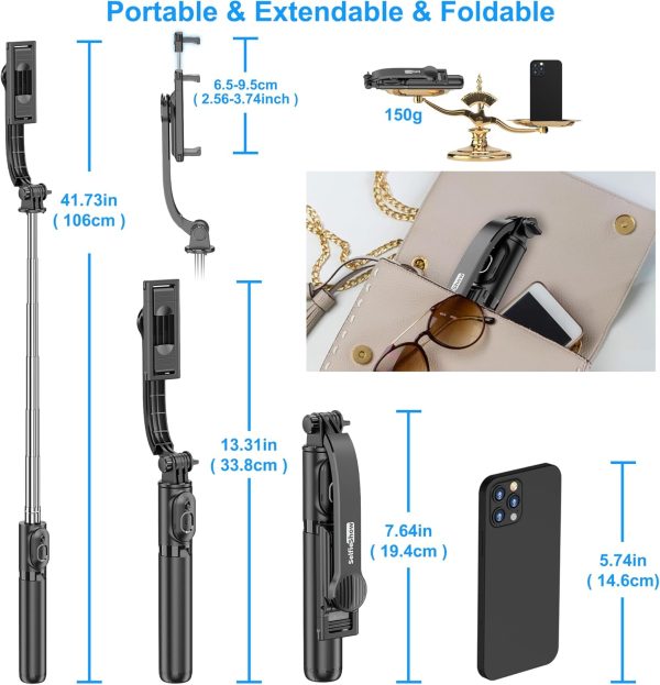 SelfieShow Selfie Stick, Extendable Selfie Stick Tripod with Wireless - Image 7