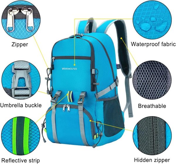 WEREWOLVES 20/35L Lightweight Hiking Backpack, Ultralight Water Resistant - Image 3