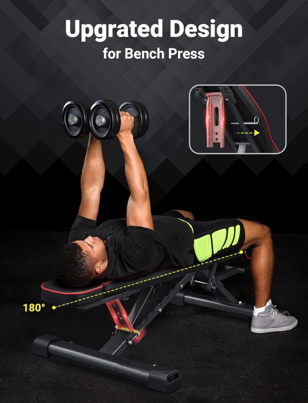 YOLEO 880LB Adjustable Weight Bench for Bench Press, Foldable Weight Bench - Image 4