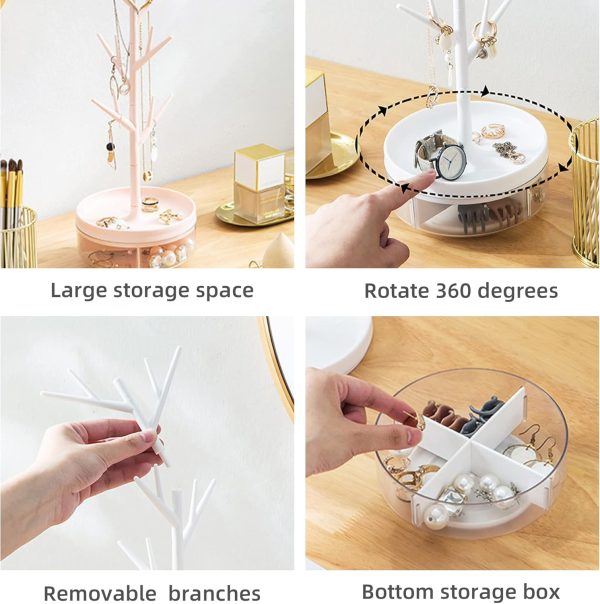 Branch Jewelry Rack With Rotatable Base and Storage Box Tree Tower Rack - Image 4