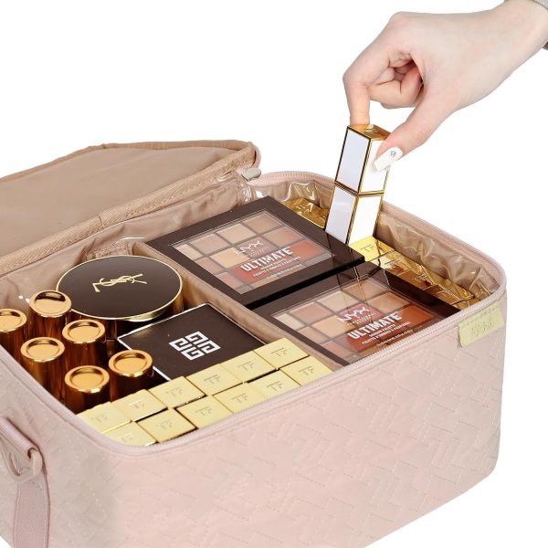 NISHEL Extra Large Double Layer Travel Makeup Bag Women, Cosmetic Organizer - Image 5