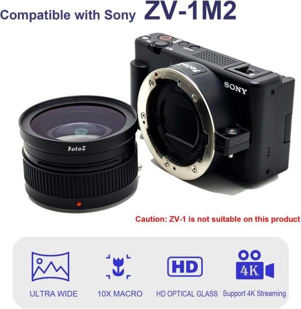 FotoZ 49mm 0.75x Wide Angle Lens, for Sony Vlogcam ZV-1 II Accessories, 2 - Image 2