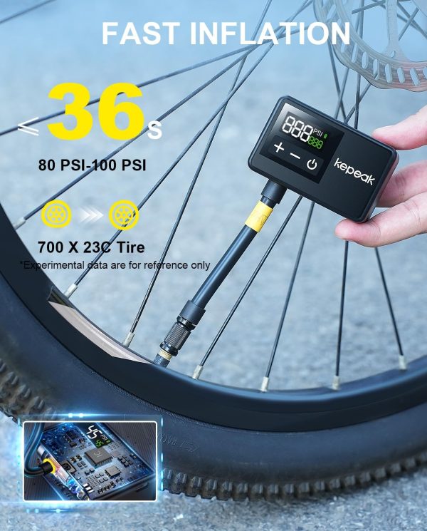 KEPEAK Mini Bike Pump, Bicycle Pump with Digital Pressure Gauge, Portable - Image 2