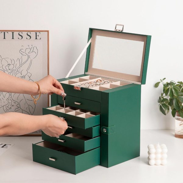 Frebeauty Large Jewelry Box,6-Tier PU Leather Jewelry - Image 3