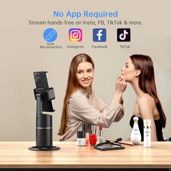 Auto Face Tracking Phone Holder, No App Required, 360° Rotation Face Body - Image 4