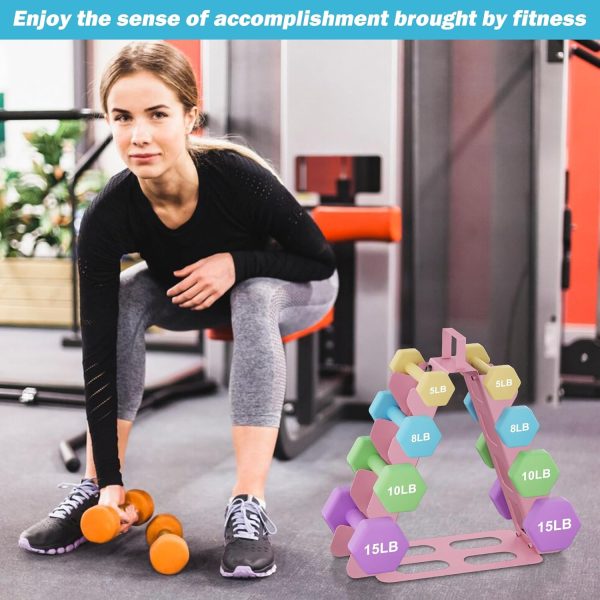 Dumbbell Rack, A-Frame Metal Dumbbell Holder with Handle, Multilevel Weight - Image 7