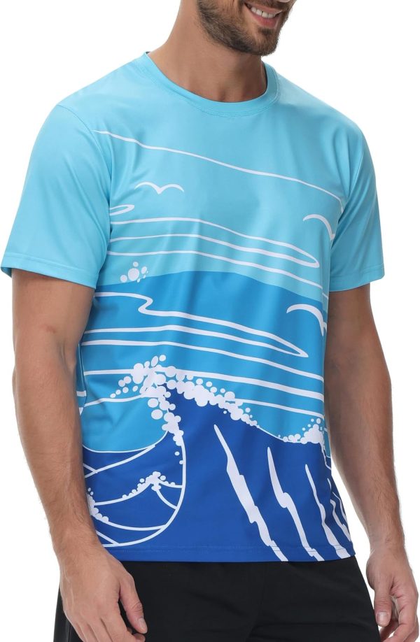 Satankud Men's UPF50+ Rash Guard Swim Shirts Short/Long Sleeve Sun - Image 2
