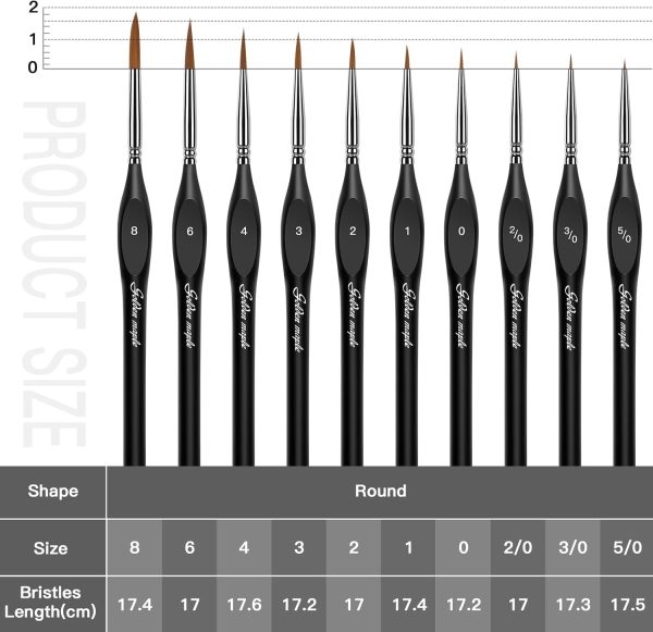 Golden Maple Detail Paint Brushes Set 10pcs Miniature Brushes for Fine - Image 4