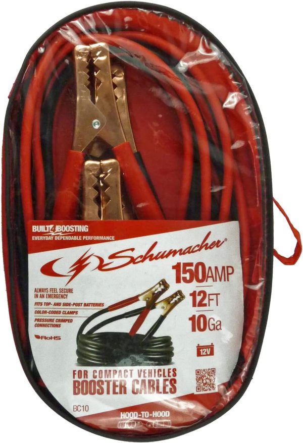 Schumacher BC10 10-Gauge, 12-Foot Booster Cables – Color-Coded Cables and - Image 2