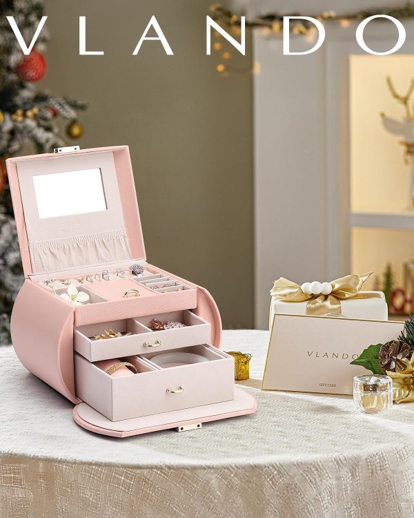Vlando Princess Style Jewelry Box for Girls Jewelry Box Girls 12-14 3-Layer - Image 2