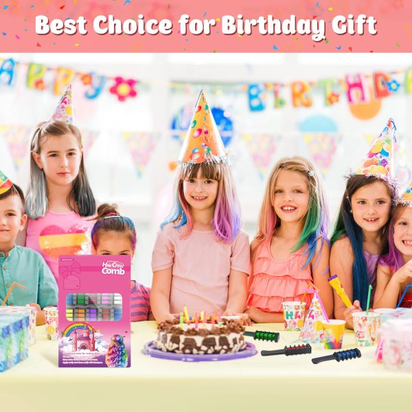 MSDADA 10 Color Hair Chalk for Girls - Hair Chalk Comb Kids Temporary Hair - Image 6