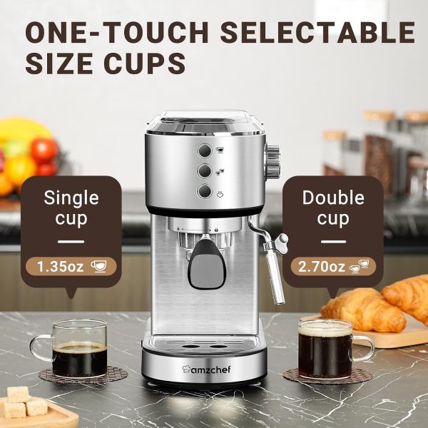 amzchef Espresso Machine with 20 Bar, Professional Espresso Maker with Milk - Image 2