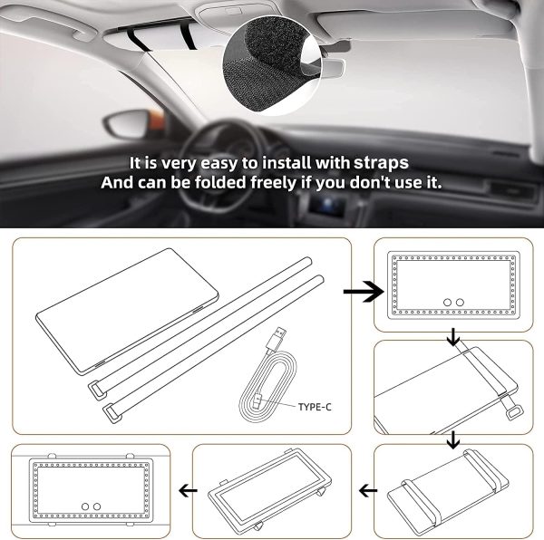 Car Sun Visor Vanity Mirror, Rechargeable Makeup Mirror with 3 Light Modes - Image 6