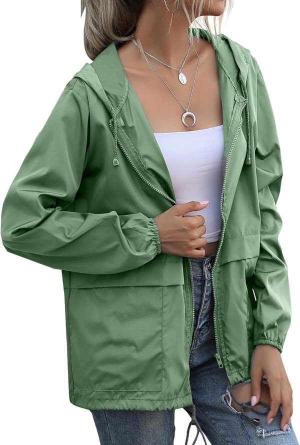 Women's Raincoats Lightweight Waterproof Windproof Adjustable Windbreaker - Image 3
